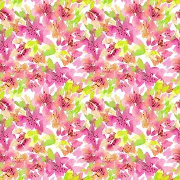 Seamless square pattern of pink abstract flowers on a white background. Stock Illustration