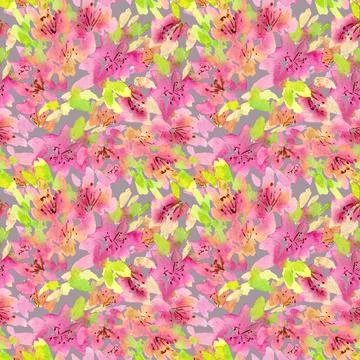 Seamless square pattern of pink abstract flowers on a pink background. Stock Illustration