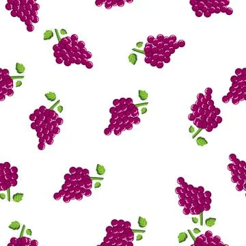 Seamless square pattern of Purple Grapes with Slice Piece Healthy fruit desig Stockillustratie