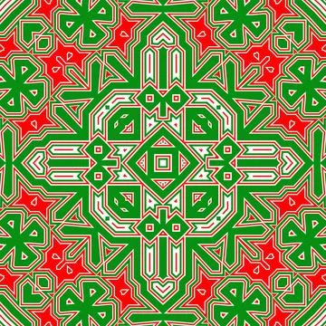 Seamless square pattern red and green. Christmas pattern green and red. Mer.. Illustrazione stock