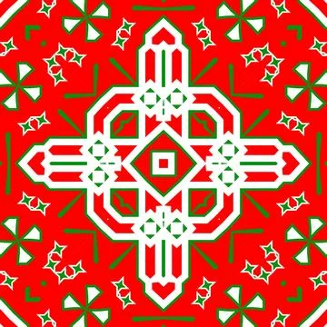 Seamless square pattern red and green. Christmas pattern green and red. Mer.. Illustrazione stock
