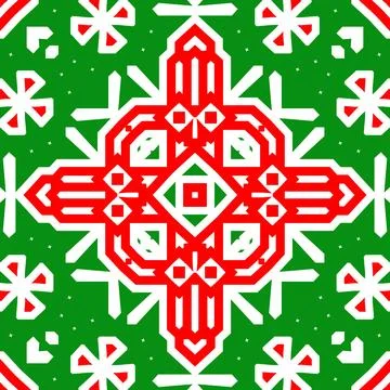 Seamless square pattern red and green. Christmas pattern green and red. Mer.. Illustrazione stock
