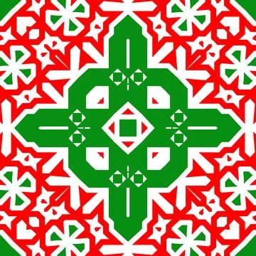 Seamless square pattern red and green. Christmas pattern green and red. Mer.. Stock Illustration