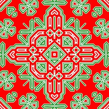 Seamless square pattern red and green. Christmas pattern green and red. Mer.. Illustrazione stock