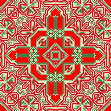 Seamless square pattern red and green. Christmas pattern green and red. Mer.. Illustrazione stock