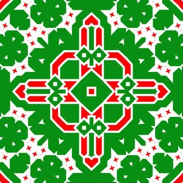 Seamless square pattern red and green. Christmas pattern green and red. Mer.. Illustrazione stock
