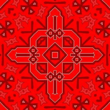 Seamless square pattern red. Christmas pattern red. Santa Claus pattern. Me.. Stock Illustration