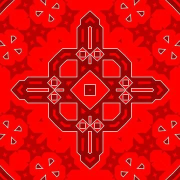 Seamless square pattern red. Christmas pattern red. Santa Claus pattern. Me.. イラスト素材
