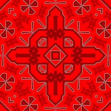 Seamless square pattern red. Christmas pattern red. Santa Claus pattern. Me.. イラスト素材