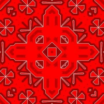 Seamless square pattern red. Christmas pattern red. Santa Claus pattern. Me.. Stock Illustration