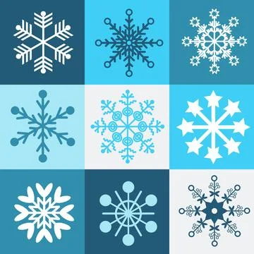 Seamless square pattern with snowflakes of different shapes. Geometric chec.. 스톡 일러스트