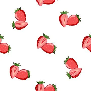 Seamless square pattern of Strawberry Slice Piece for tiles texture, , Plywoo Stock Illustration