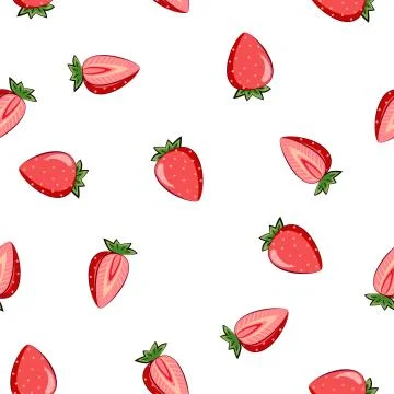 Seamless square pattern of Strawberry Slice Piece for tiles texture, , Plywoo Stock Illustration