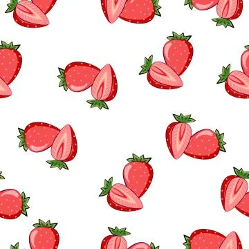 Seamless square pattern of Strawberry Slice Piece for tiles texture, , Plywoo Stock-Illustration