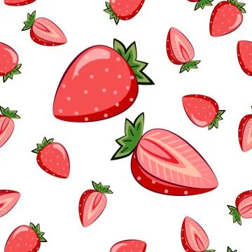 Seamless square pattern of Strawberry Slice Piece for tiles texture, , Plywoo 스톡 일러스트