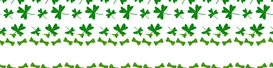 Seamless St. Patricks Day border with clover leaves. Stock Illustration