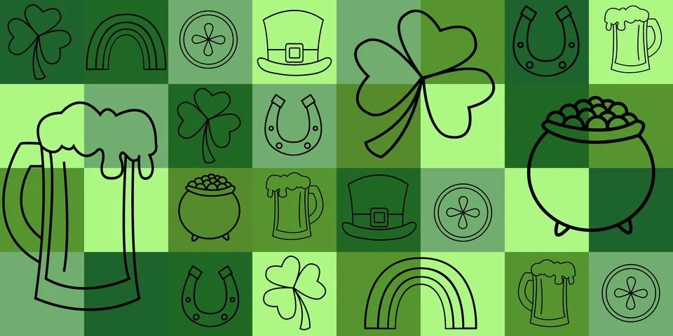Seamless st patrick's day pattern background tile squares Stock Illustration