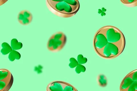 Seamless St. Patrick's Day pattern with clover, shamrock. Repeating design .. 写真素材