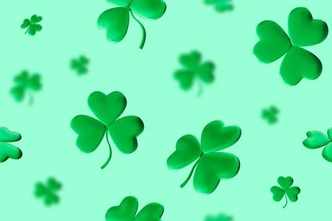 Seamless St. Patrick's Day pattern with clover, shamrock. Repeating design is Stock Photos