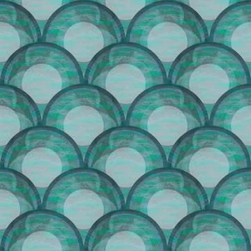 Seamless stacked circles pattern with turquoise colors Stock-Illustration