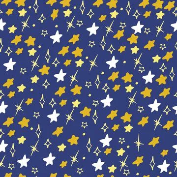 Seamless star pattern, abstract elements, background drawing, yellow stars Illustrazione stock
