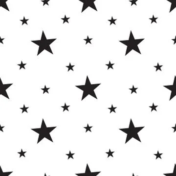 Seamless Star Pattern. Black and white vector illustration. Illustrazione stock