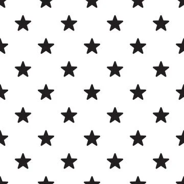 Seamless Star Pattern. Black and white vector illustration. Illustrazione stock