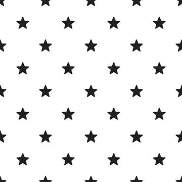 Seamless Star Pattern. Black and white vector illustration. Illustrazione stock