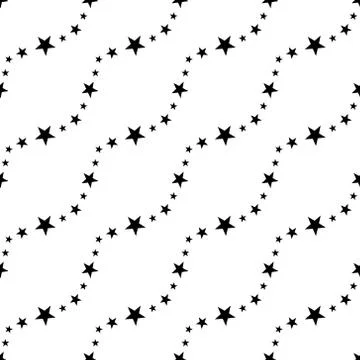 Seamless Star Pattern. Black and white vector illustration. Stock Illustration