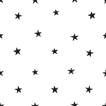 Seamless Star Pattern. Black and white vector illustration. Stock Illustration
