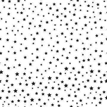 Seamless Star Pattern. Black and white vector illustration. Illustrazione stock
