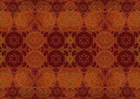 Seamless star pattern brown red golden Illustrazione stock