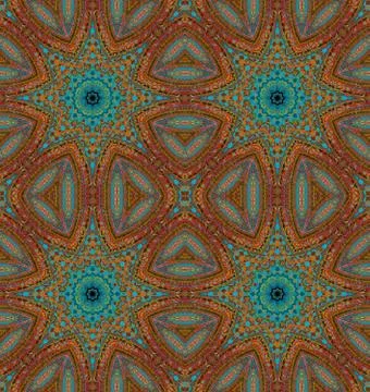 Seamless star pattern brown turquoise Stock Illustration