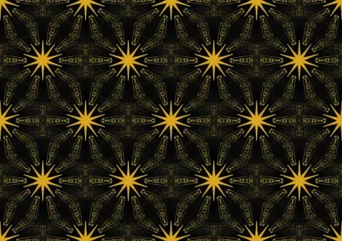 Seamless star pattern gold black Stock Illustration