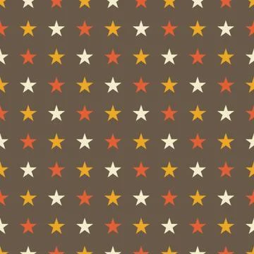 Seamless star pattern in muted vintage colors - brown background with yellow  Stock Illustration
