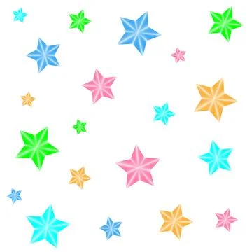 A seamless star pattern of sparkling, five-pointed stars with an iridescent Stock Illustration