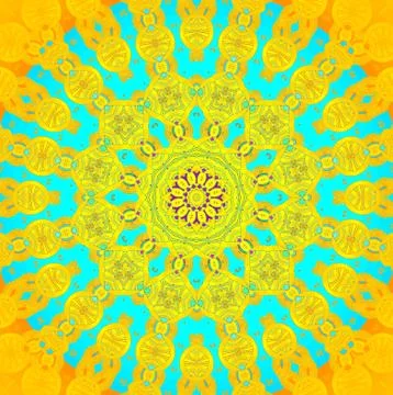 Seamless star pattern yellow orange turquoise blue Stock Illustration