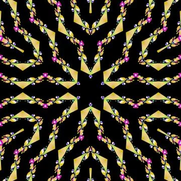 Seamless star pattern yellow pink black Stock Illustration