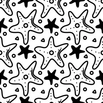 Seamless starfish pattern doodles Stock-Illustration