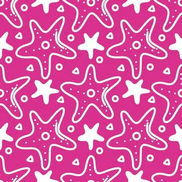 Seamless starfish pattern doodles Stock Illustration