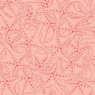 Seamless starfish texture pattern in pink background design Stock Illustration