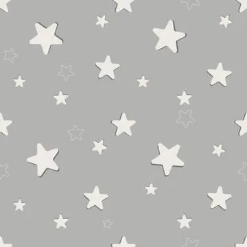 Seamless stars pattern on gray background, stripes abstract template Stock Illustration