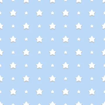 Seamless stars pattern vector. White stars with shadow on blue background Illustrazione stock