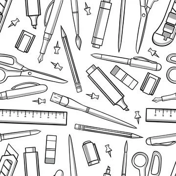 Seamless stationery tools Ilustración de archivo