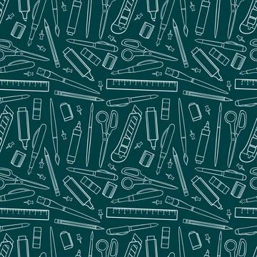 Seamless stationery tools Stock Illustration