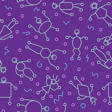Seamless stick people background Stock Illustration