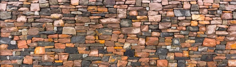 Seamless stone masonry using rectangular stones, red and gray shades Stock Photos