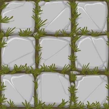 Seamless stonework texture on grass, vector illustration Stock Illustration
