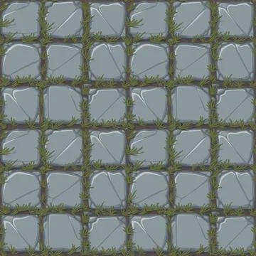 Seamless stonework texture on grass, vector illustration Illustrazione stock