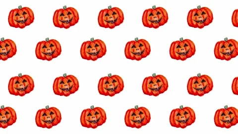Seamless stop-motion animation of happy smiling pumpkin pattern on Halloween. Stock Footage 319748944